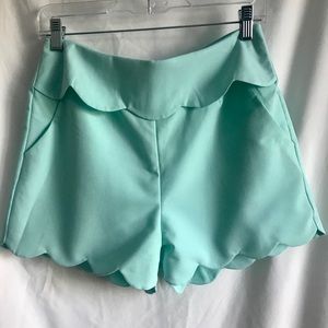 Mint scalloped shorts